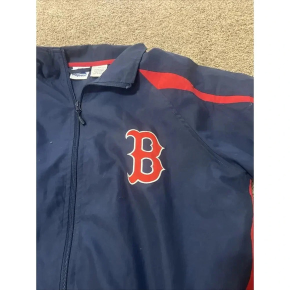 Majestic Boston Red Sox Mens Zip Up Jacket Size‎ MT Training Warm Up Windbreaker - Picture 2 of 11